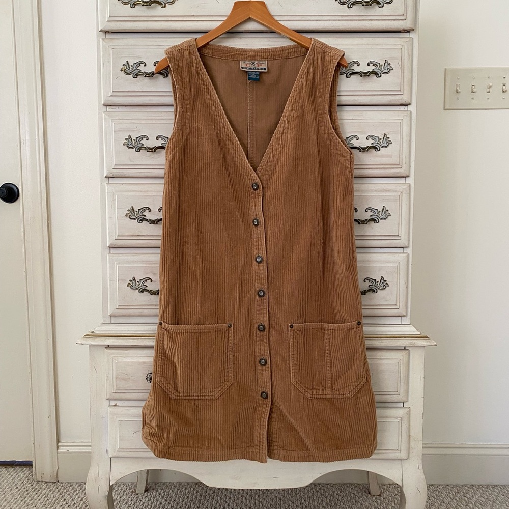 Express Brown Corduroy Button-Down Dress